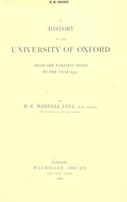 Cover of: A history of the University of Oxford from the earliest times to the year 1530.