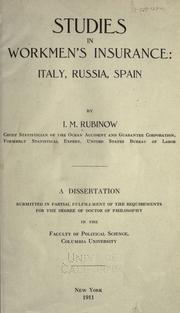 Cover of: Studies in workmen's insurance, Italy, Russia, Spain