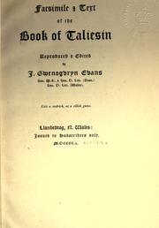 Cover of: Facsimile & text of the Book of Taliesin by reproduced and ed. by J. Gwenogvryn Evans.