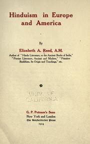 Cover of: Hinduism in Europe and America by Reed, Elizabeth (Armstrong) Mrs.