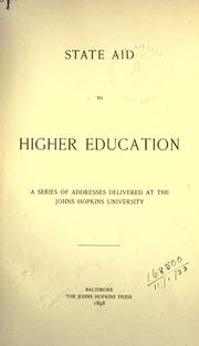 Cover of: State aid to higher education by Johns Hopkins University.