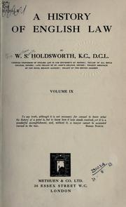 Cover of: A history of English law. by Holdsworth, William Searle Sir