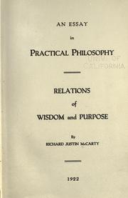 Cover of: An essay in practical philosophy: relations of wisdom and purpose