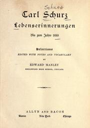 Cover of: Lebenserinnerungen by Carl Schurz