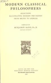 Cover of: Modern classical philosophers by Benjamin Rand