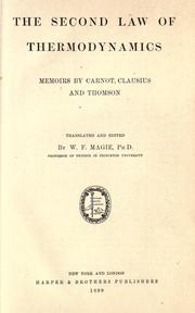 Cover of: The second law of thermodynamics