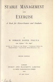 Stable management and exercise by M. Horace Hayes