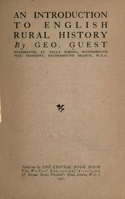 Cover of: An introduction to English rural history by George Guest