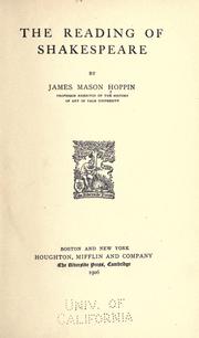 Cover of: The reading of Shakespeare. by J. M. Hoppin