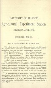 Cover of: Field experiments with corn, 1891