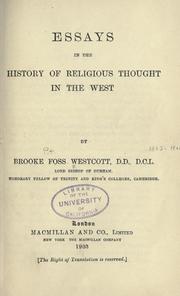 Cover of: Essays in the history of religious thought in the west. by Brooke Foss Westcott