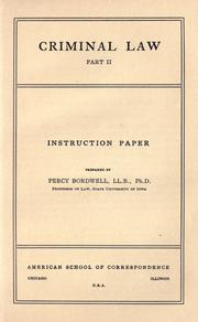 Cover of: Criminal law ...: instruction paper