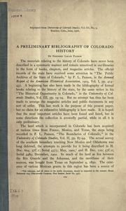 Cover of: A preliminary bibliography of Colorado history.