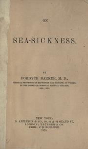 Cover of: On sea-sickness. by Fordyce Barker, Fordyce Barker