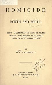 Cover of: Homicide, North and South by H. V. Redfield