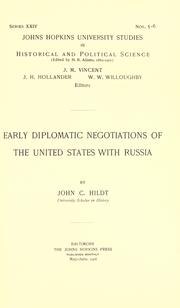 Cover of: Early diplomatic negotiations of the United States with Russia