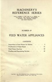 Cover of: Feed water appliances. by 