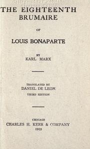 Cover of: The eighteenth Brumaire of Louis Bonaparte by Karl Marx
