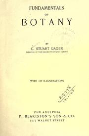 Cover of: Fundamentals of botany.