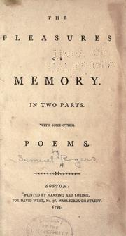 Cover of: The pleasures of memory. by Samuel Rogers, Samuel Rogers