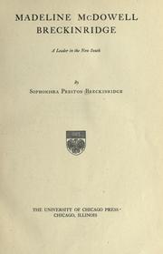 Cover of: Madeline McDowell Breckinridge by Breckinridge, Sophonisba Preston