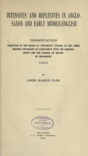 Cover of: Intensives and reflexives in Anglo-Saxon and early Middle-English. by James Marion Farr, James Marion Farr