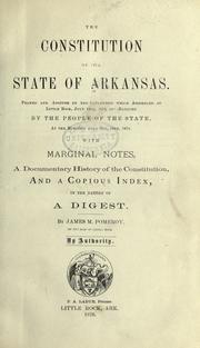Cover of: The constitution of the state of Arkansas.