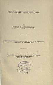 Cover of: The philosophy of Ernest Renan. by Herman G. A. Brauer