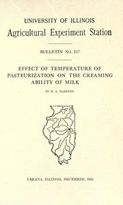 Effect of temperature of pasteurization on the creaming ability of milk by Harding, H. A.
