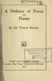 Cover of: A defence of poesie and poems. by Sir Philip Sidney, Sir Philip Sidney