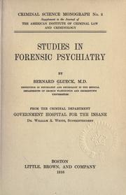 Cover of: Studies in forensic psychiatry by Bernard Glueck