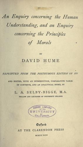 An enquiry concerning the human understanding by David Hume