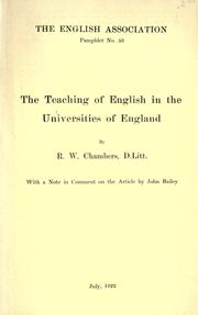 Cover of: The teaching of English in the universities of England.: With a note in comment on the article