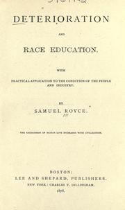 Cover of: Deterioration and race education. by Samuel Royce