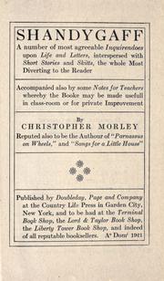 Cover of: Shandygaff by Christopher Morley, Christopher Morley