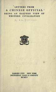 Cover of: Letters from a Chinese official by G. Lowes Dickinson