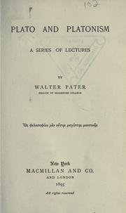 Cover of: Plato and Platonism by Walter Pater