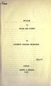 Studies in prose and poetry by Algernon Charles Swinburne