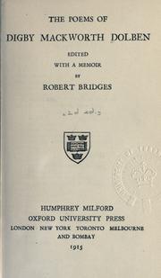 Cover of: The poems of Digby Mackworth Dolben by Digby Mackworth Dolben