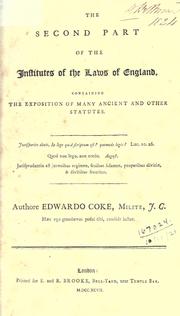 Cover of: Institutes of the laws of England by Sir Edward Coke