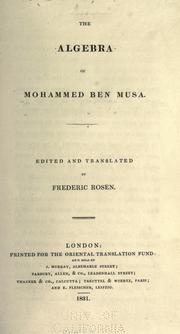 Cover of: The algebra of Mohammed ben Musa