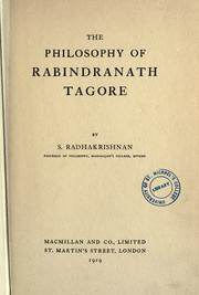 Cover of: The philosophy of Rabindranath Tagore by Sarvepalli Radhakrishnan