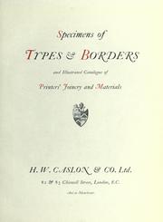 Cover of: Specimens of types & borders and illustrated catalogue of printers' joinery and materials.