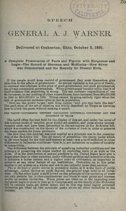 Cover of: Speech of General A.J. Warner.