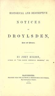 Cover of: Historical and descriptive notices of Droylsden, past and present.