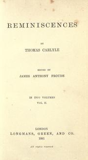 Cover of: Reminiscences by Thomas Carlyle