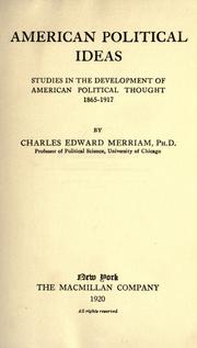Cover of: American political ideas by Charles Edward Merriam