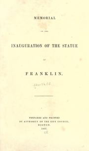 Cover of: Memorial of the inauguration of the statue of Franklin.