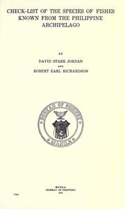 Cover of: Check-list of species of fishes known from the PhilippineArchipelago by David Starr Jordan