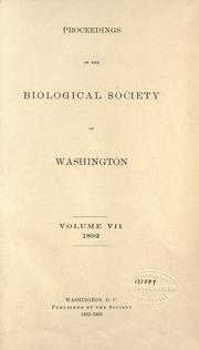 Cover of Proceedings of the Biological Society of Washington by biological society of washington.